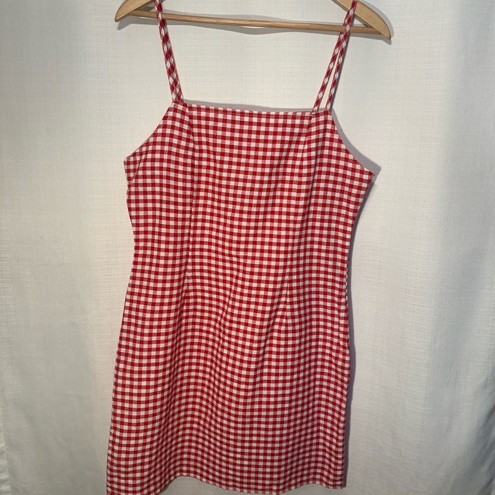 Red & White Gingam Plaid Sundress Size Large